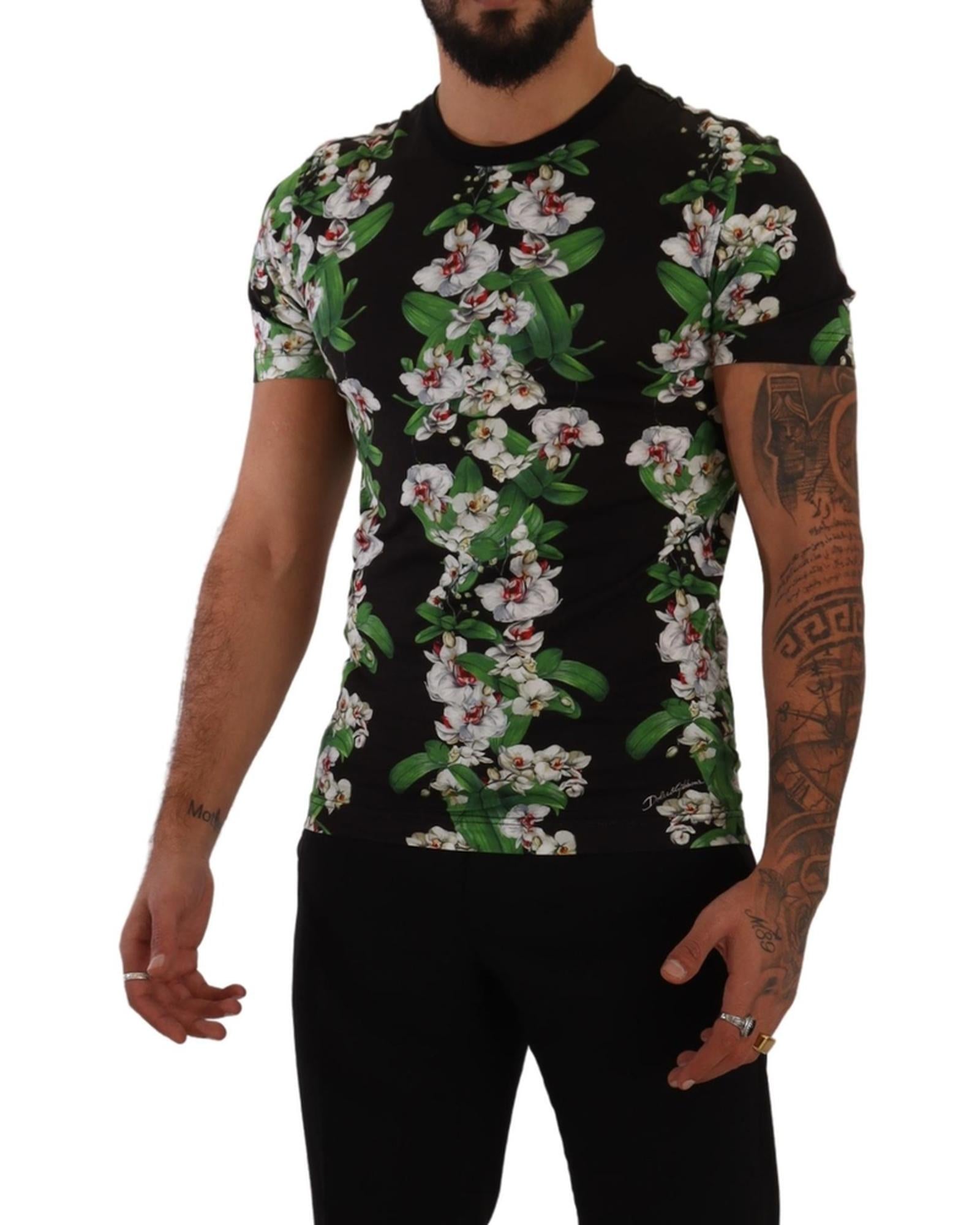 Crewneck Short Sleeves T-shirt with Floral Print 46 IT Men