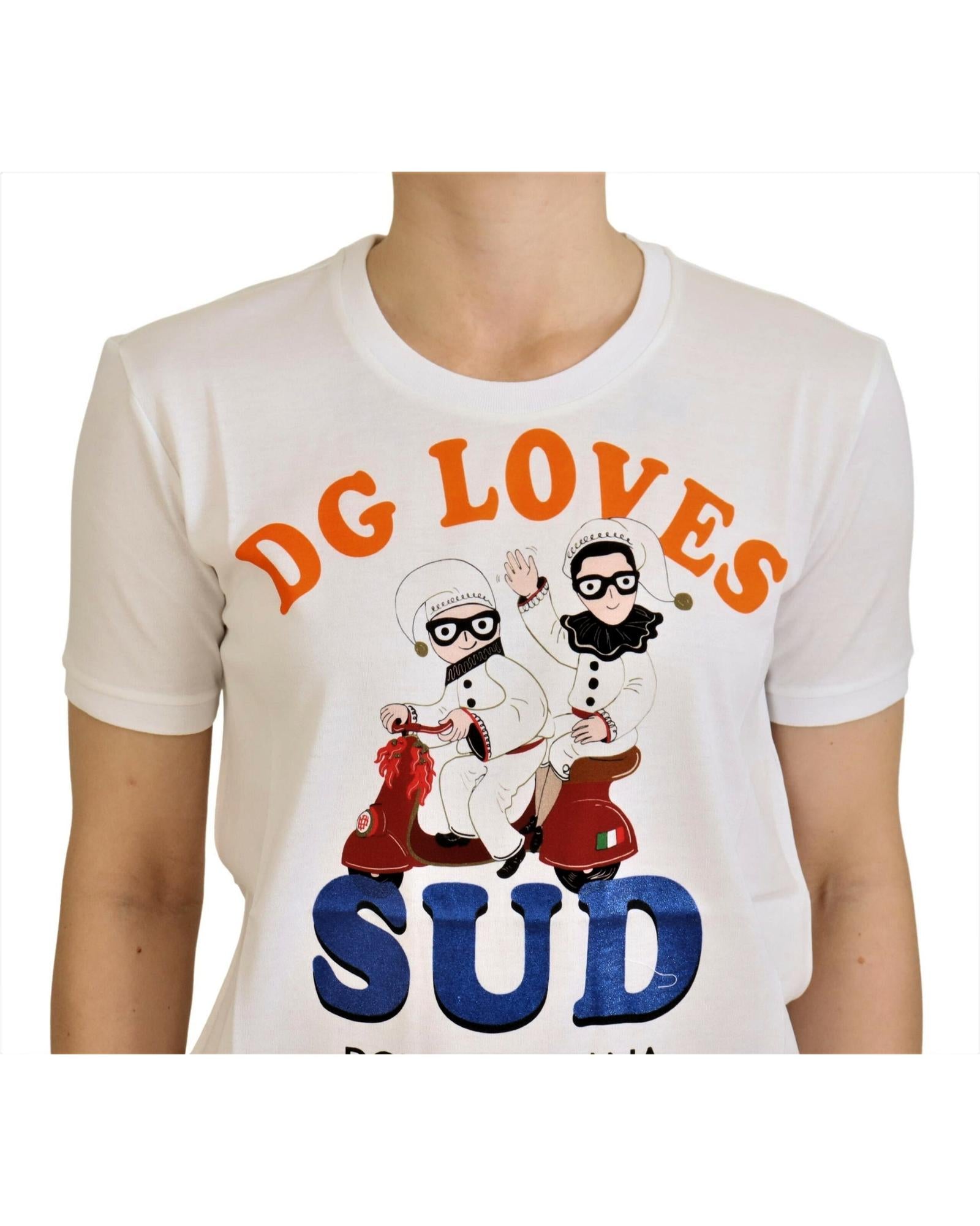 Dolce &amp; Gabbana Crew Neck T-shirt with DG LOVES SUD Motive 36 IT Women