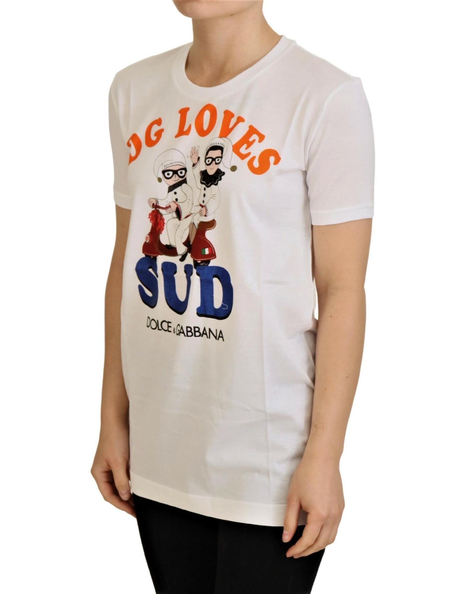 Dolce &amp; Gabbana Crew Neck T-shirt with DG LOVES SUD Motive 40 IT Women