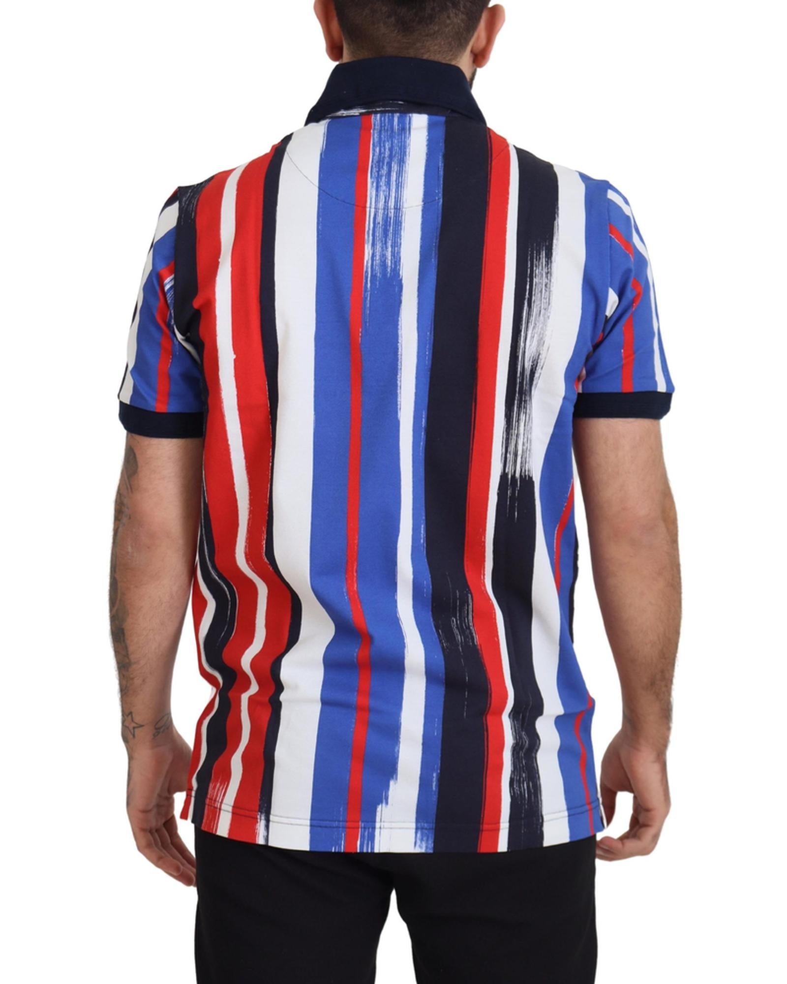 100% Authentic Dolce &amp; Gabbana Striped Polo T-Shirt 46 IT Men