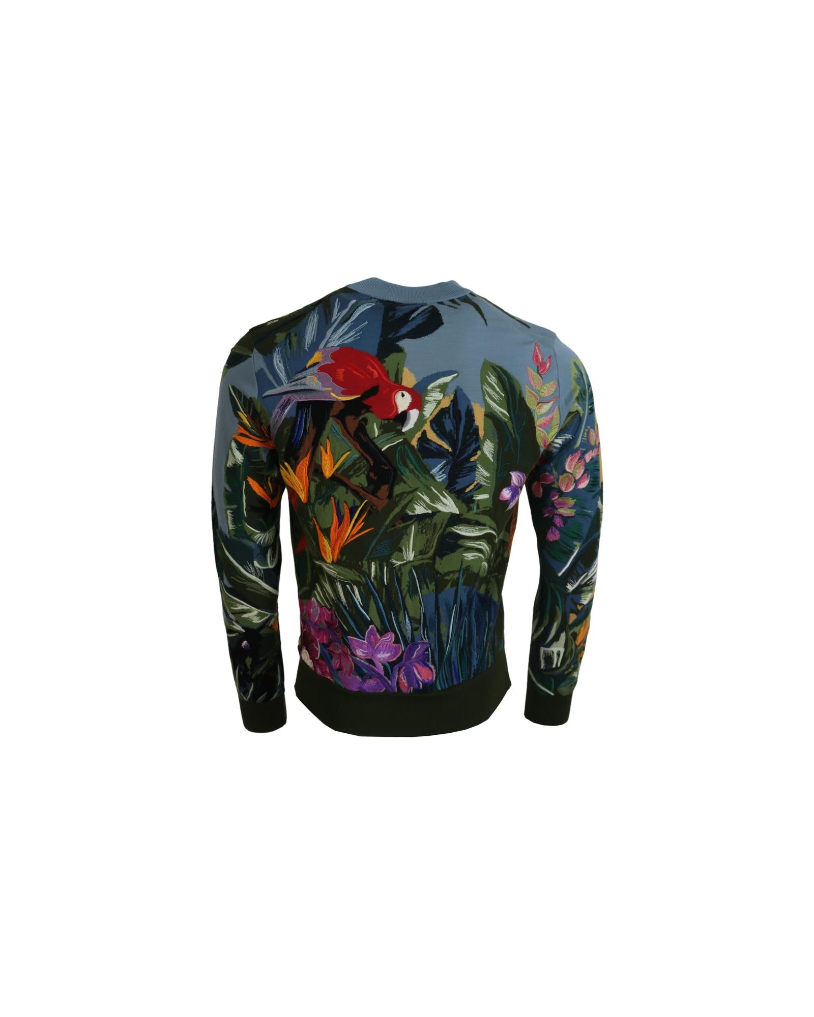 Dolce &amp; Gabbana Pullover Sweater with Jungle Embroidery 46 IT Men