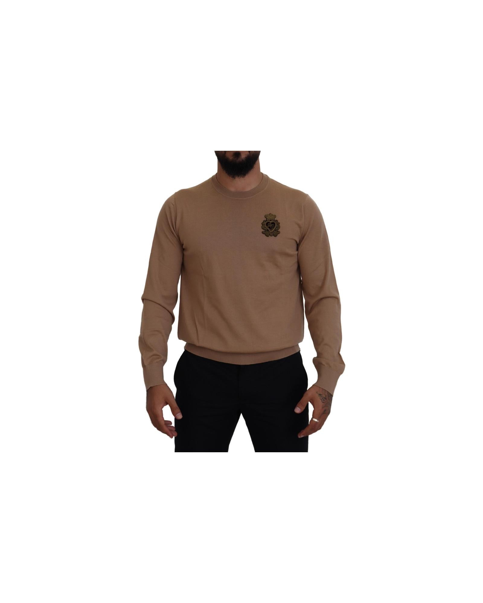 Cashmere Crewneck Pullover Sweater with Logo Details 48 IT Men