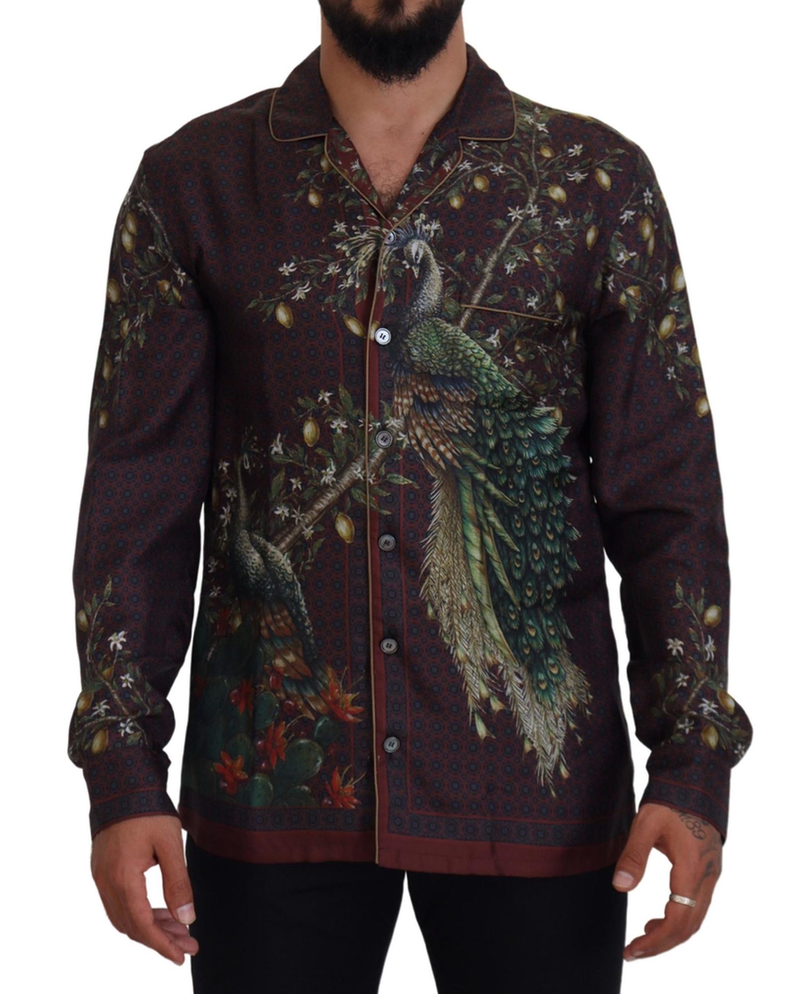 Stunning Dolce &amp; Gabbana Silk Shirt with Ostrich Print S Men