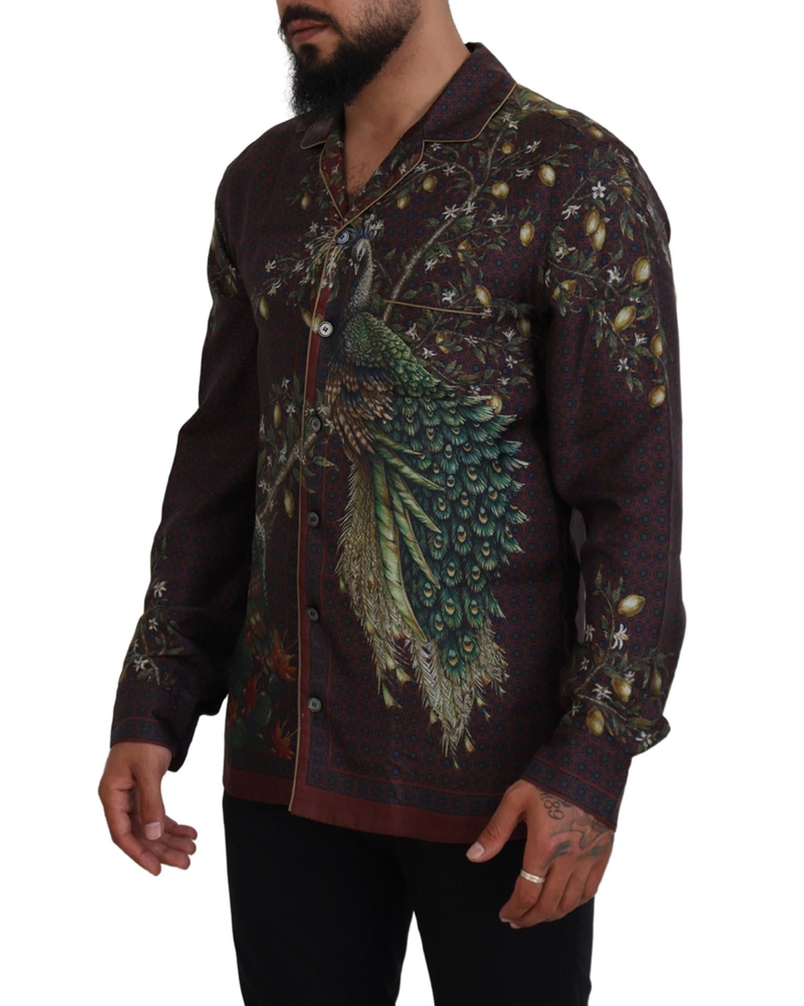 Stunning Dolce &amp; Gabbana Silk Shirt with Ostrich Print S Men