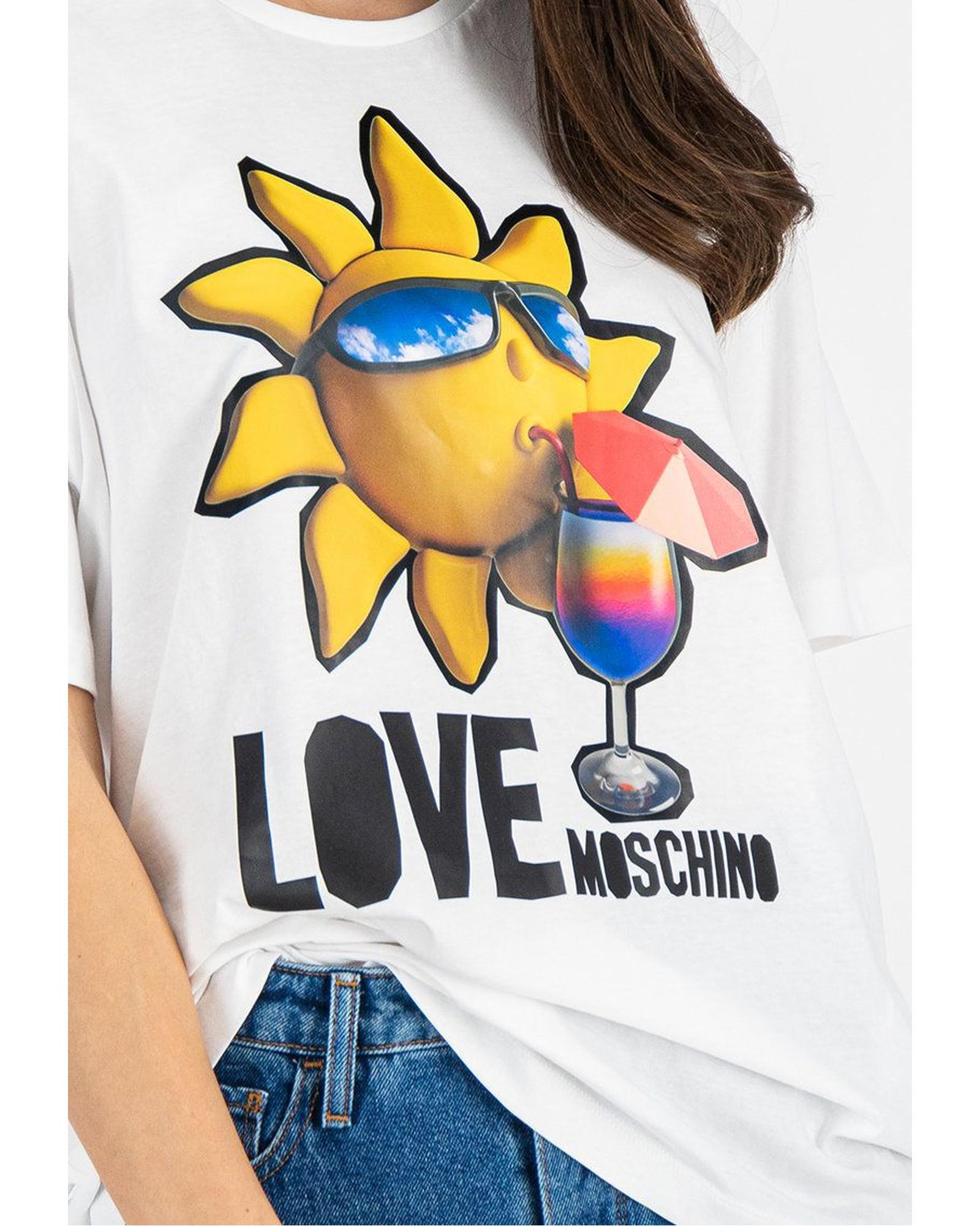 Love Moschino Logo Print Cotton T-Shirt 40 IT Women