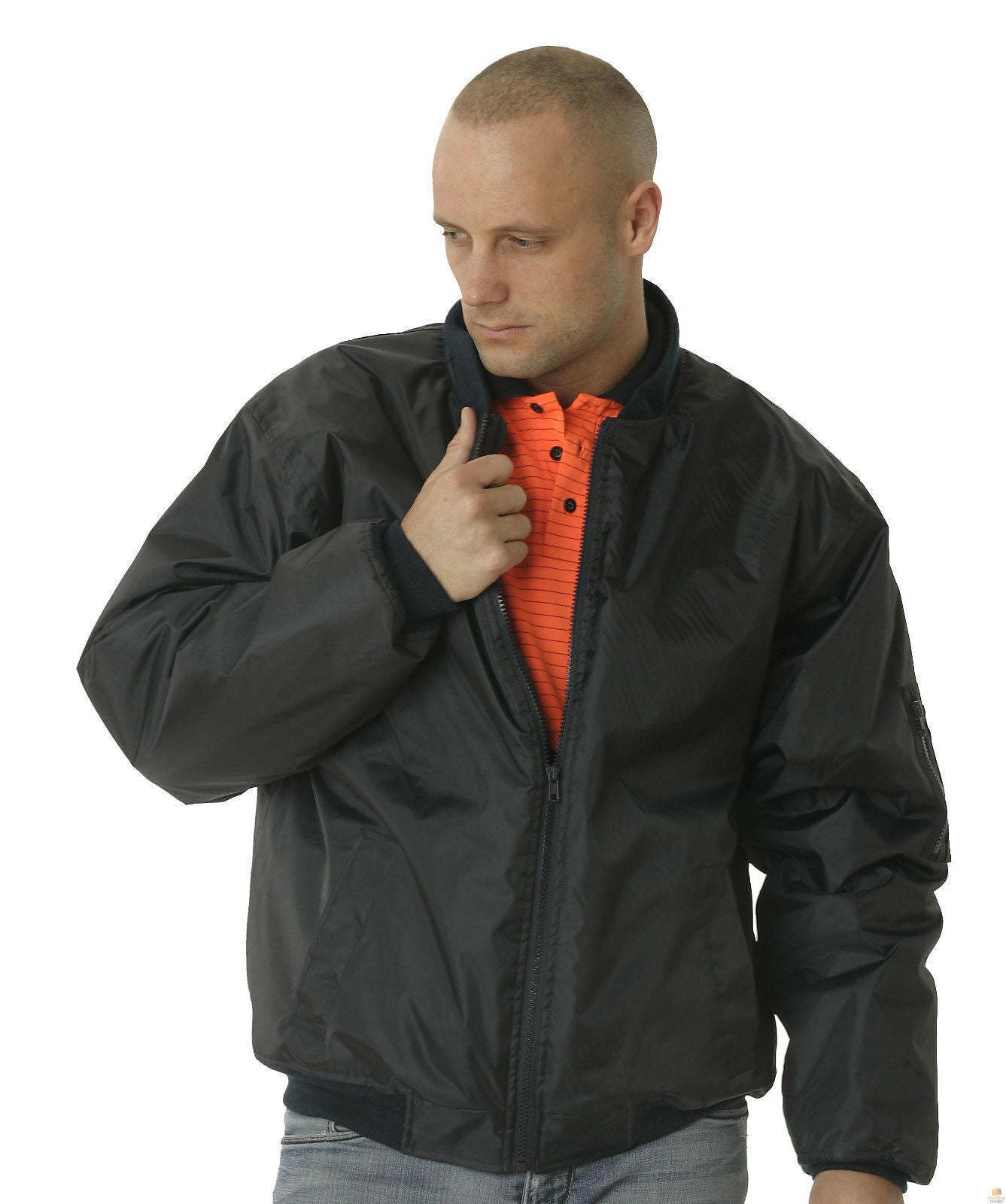 HUSKI Mens Quilted Combat Bomber Waterproof Jacket Windproof Workwear Coat - Black - XXL