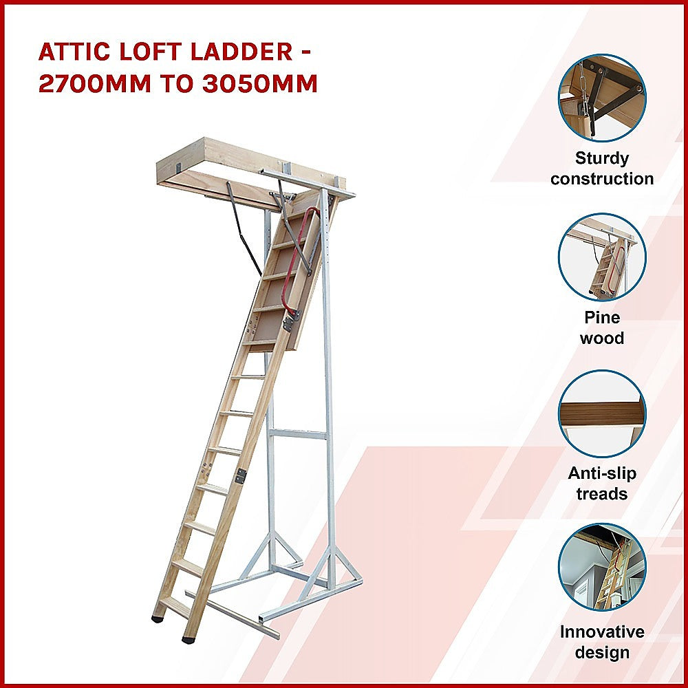 Attic Loft Ladder - 2700mm to 3050mm