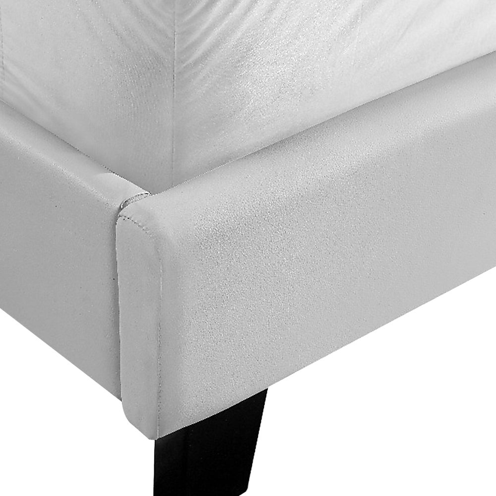 King PU Leather Bed Frame White