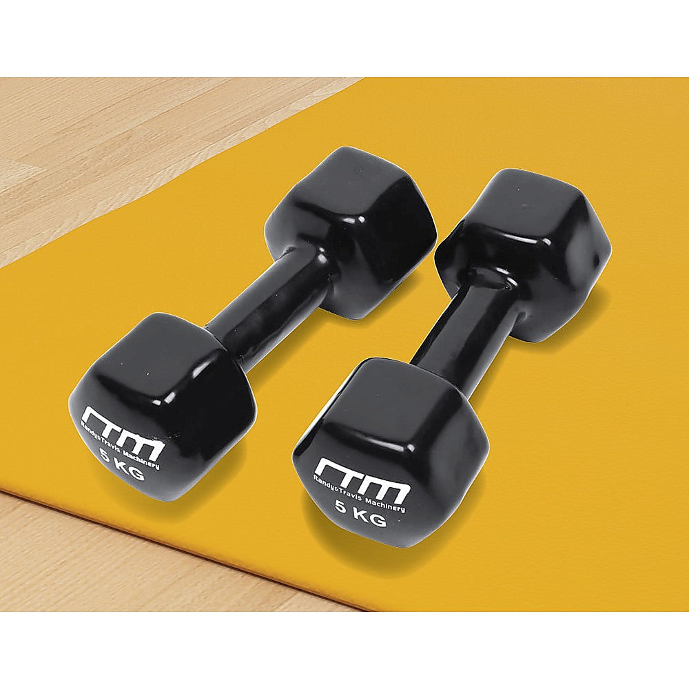 5kg Dumbbells Pair PVC Hand Weights Rubber Coated