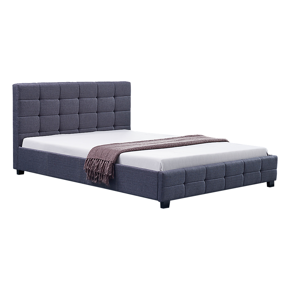 Linen Fabric Double Deluxe Bed Frame Grey