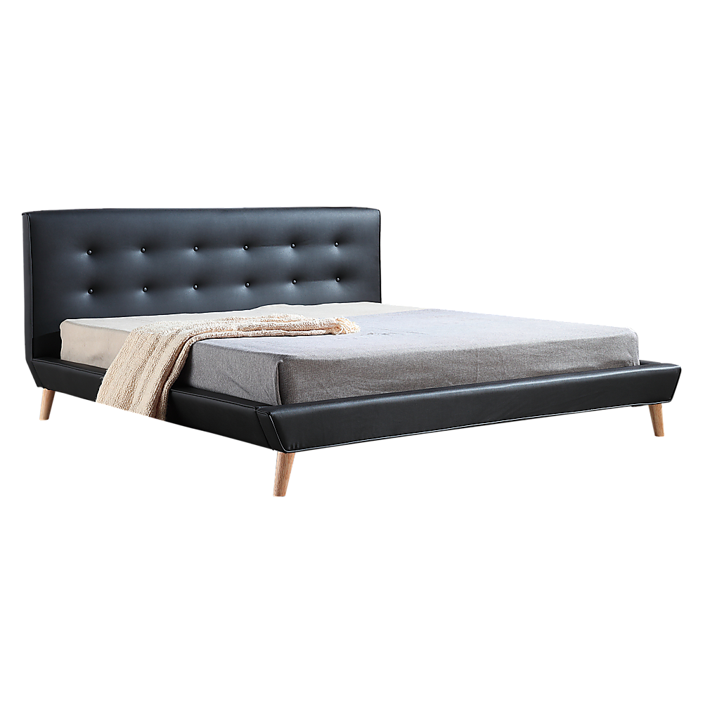 King PU Leather Deluxe Bed Frame Black