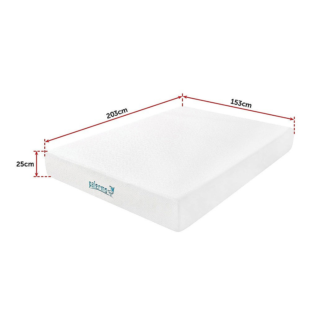 Palermo Queen 25cm Gel Memory Foam Mattress  - Dual-Layered  - CertiPUR-US Certified