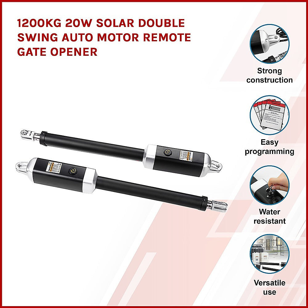 1200KG 20W Solar Double Swing Auto Motor Remote Gate Opener