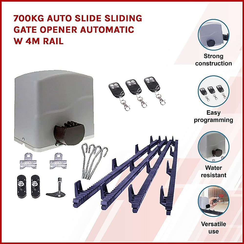 700KG Auto Slide Sliding Gate Opener Automatic w 4m Rail