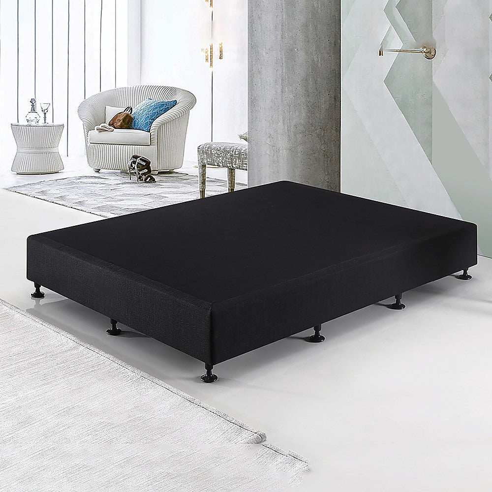 Palermo Queen Ensemble Bed Base Midnight Black Linen Fabric