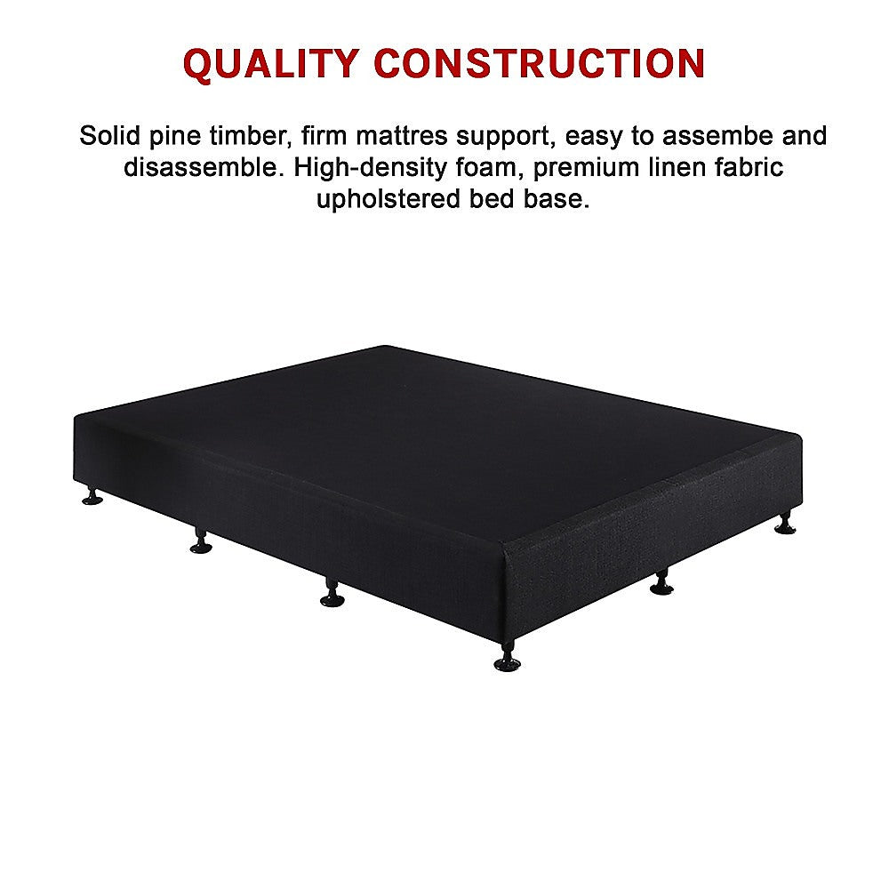 Palermo King Single Ensemble Bed Base Midnight Black Linen Fabric