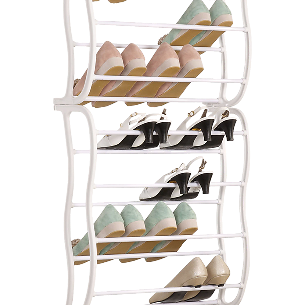 36 Pair Shoe Holder Organiser Over The Door Hanging Shelf Rack Storage Hook