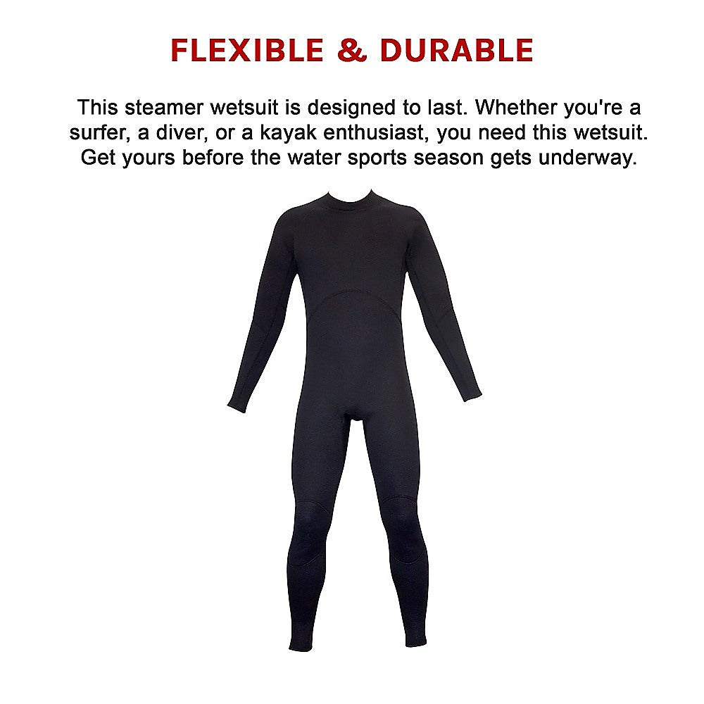 Mens Steamer Wetsuit Long Sleeve/Leg 3mm Neoprene Wet Suit - Large