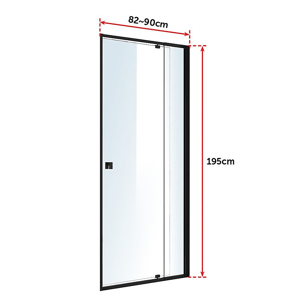 Adjustable Semi Frameless Shower Screen (82~90) x 195cm Australian Safety Glass