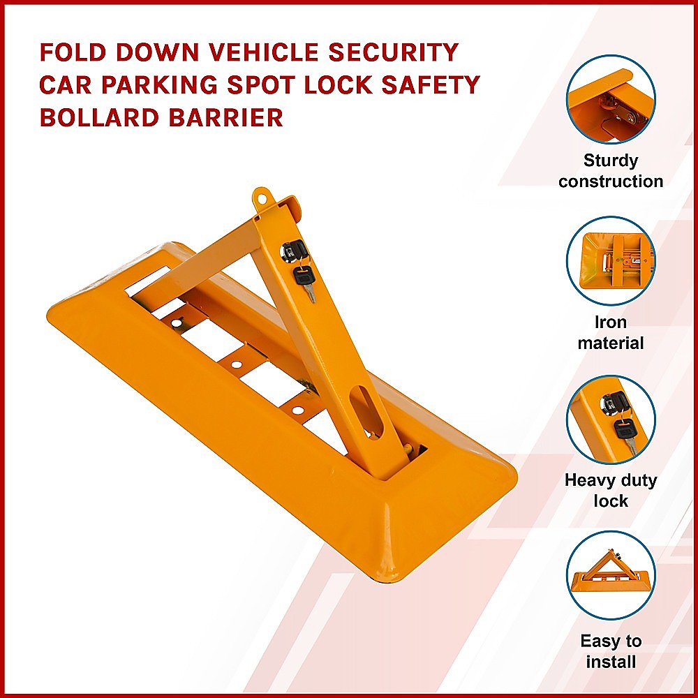 Fold Down Vehicle Security Car Parking Spot Lock Safety Bollard Barrier