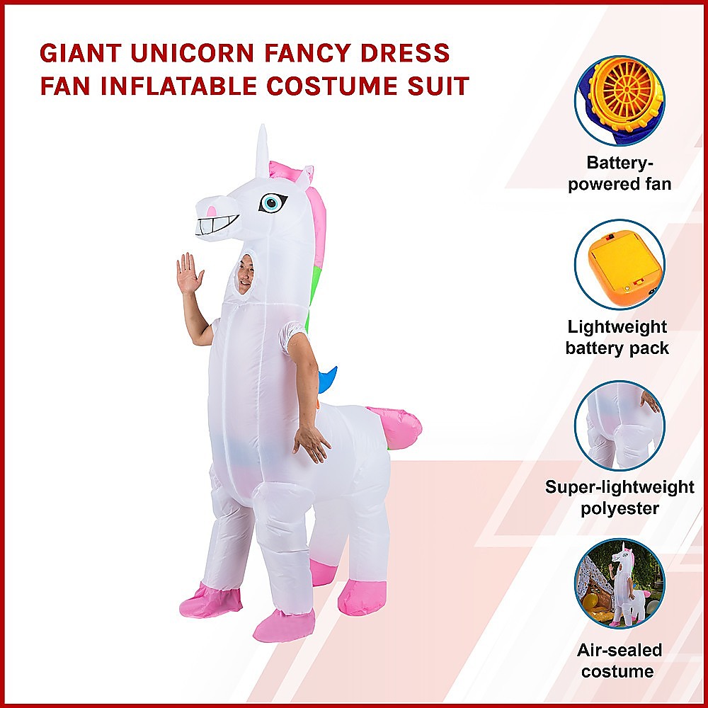 Giant Unicorn Fancy Dress Fan Inflatable Costume  Suit