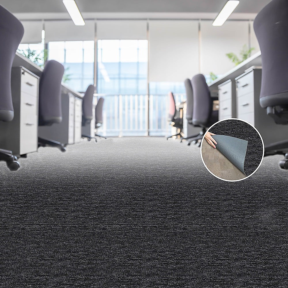 5m 2 Box of Premium Carpet Tiles Commercial Domestic Office Heavy Use Flooring Black