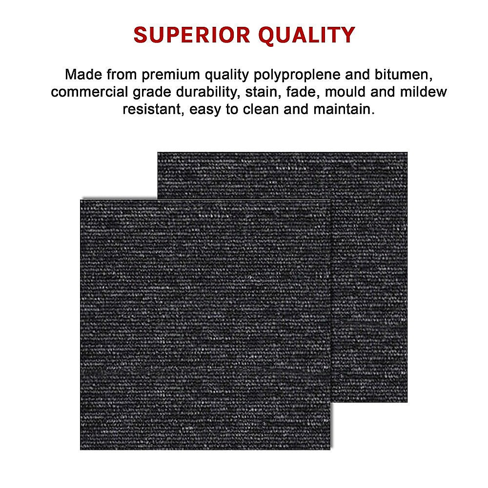 5m 2 Box of Premium Carpet Tiles Commercial Domestic Office Heavy Use Flooring Black