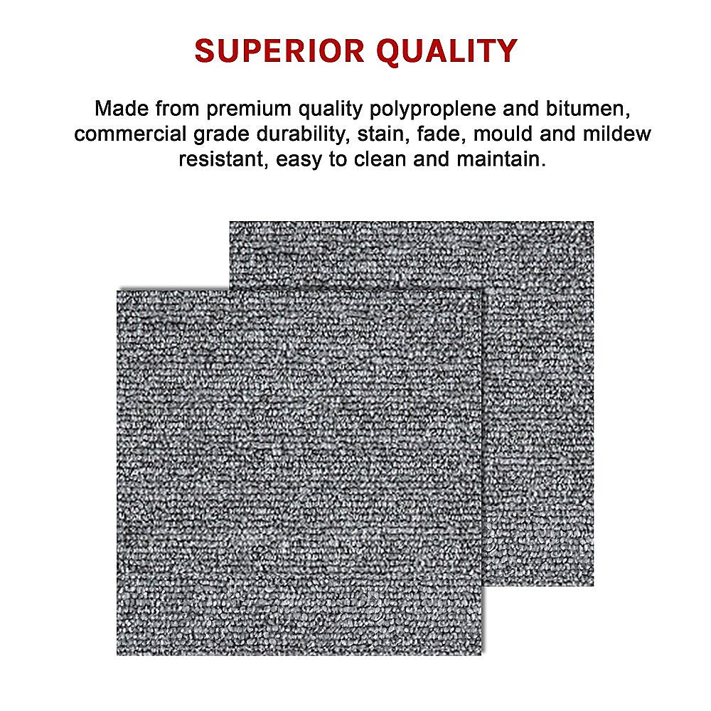 5m 2 Box of Premium Carpet Tiles Commercial Domestic Office Heavy Use Flooring Grey