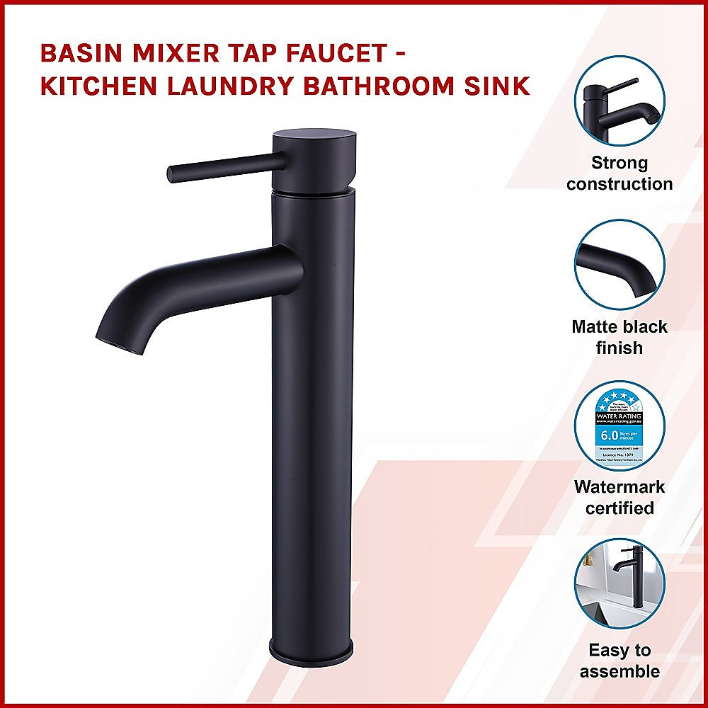 Tall Basin Mixer Tap Faucet -Kitchen Laundry Bathroom Sink