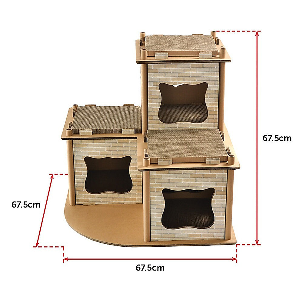 Cat Cardboard House Tree Tower Condo Scratcher Pet Post Pad Mat Furniture