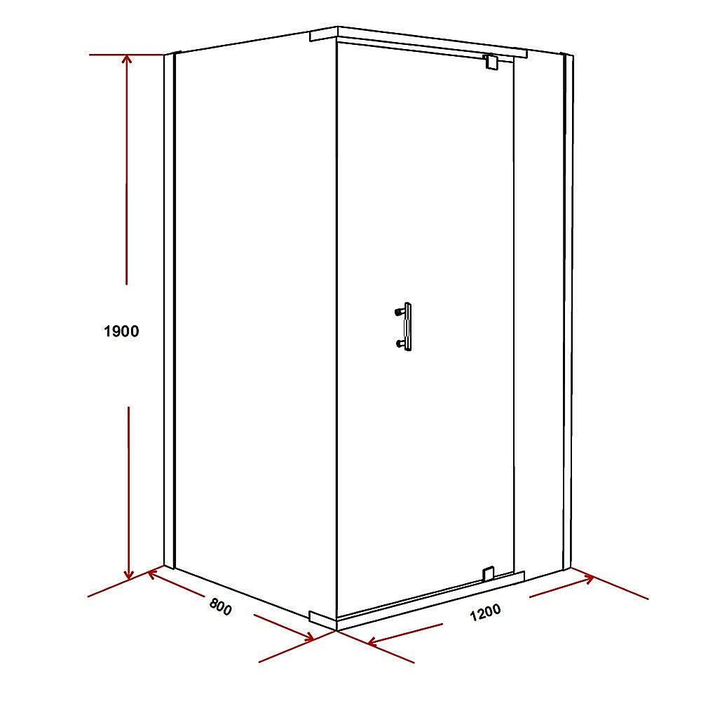 Shower Screen 1200x800x1900mm Framed Safety Glass Pivot Door By Della Francesca