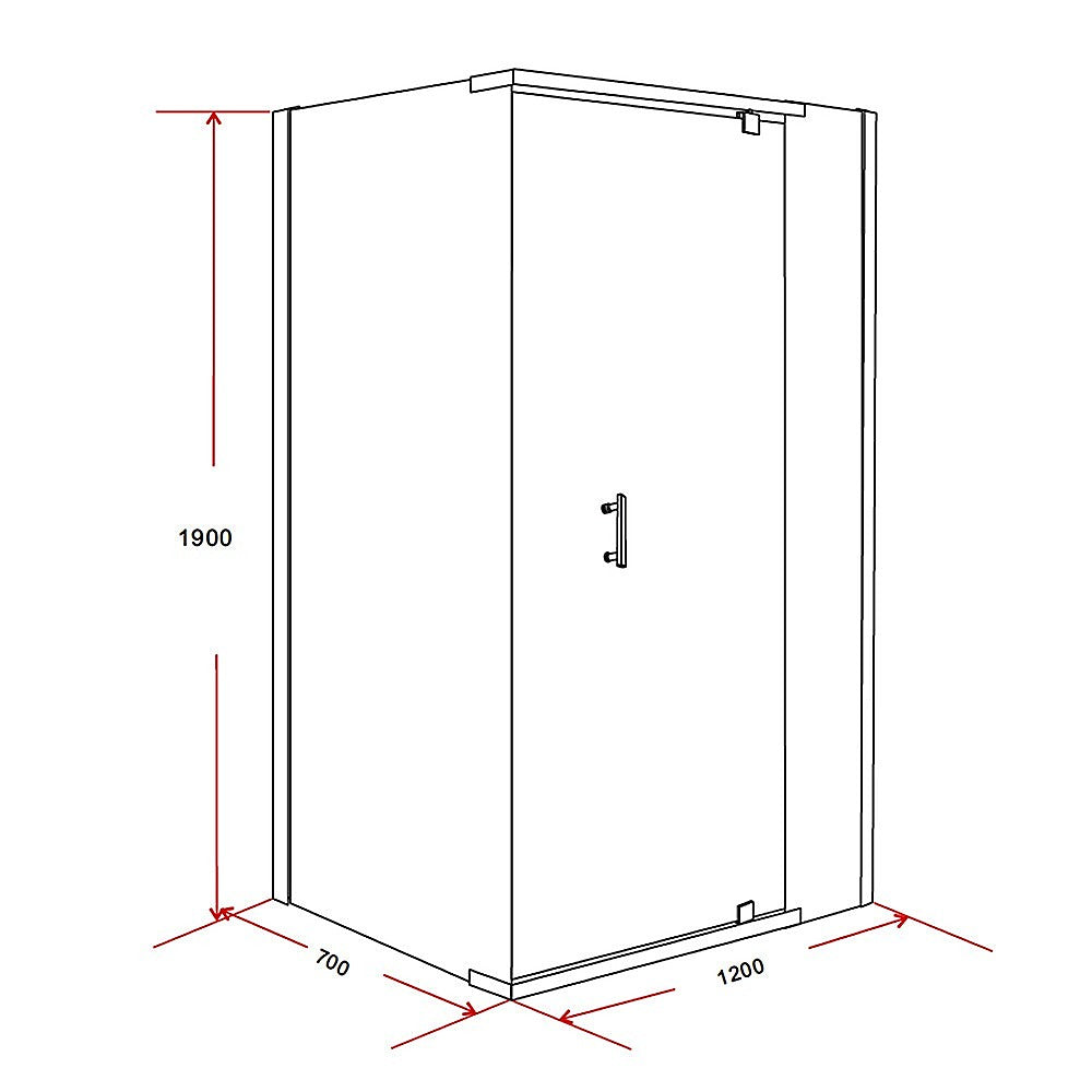 Shower Screen 1200x700x1900mm Framed Safety Glass Pivot Door By Della Francesca