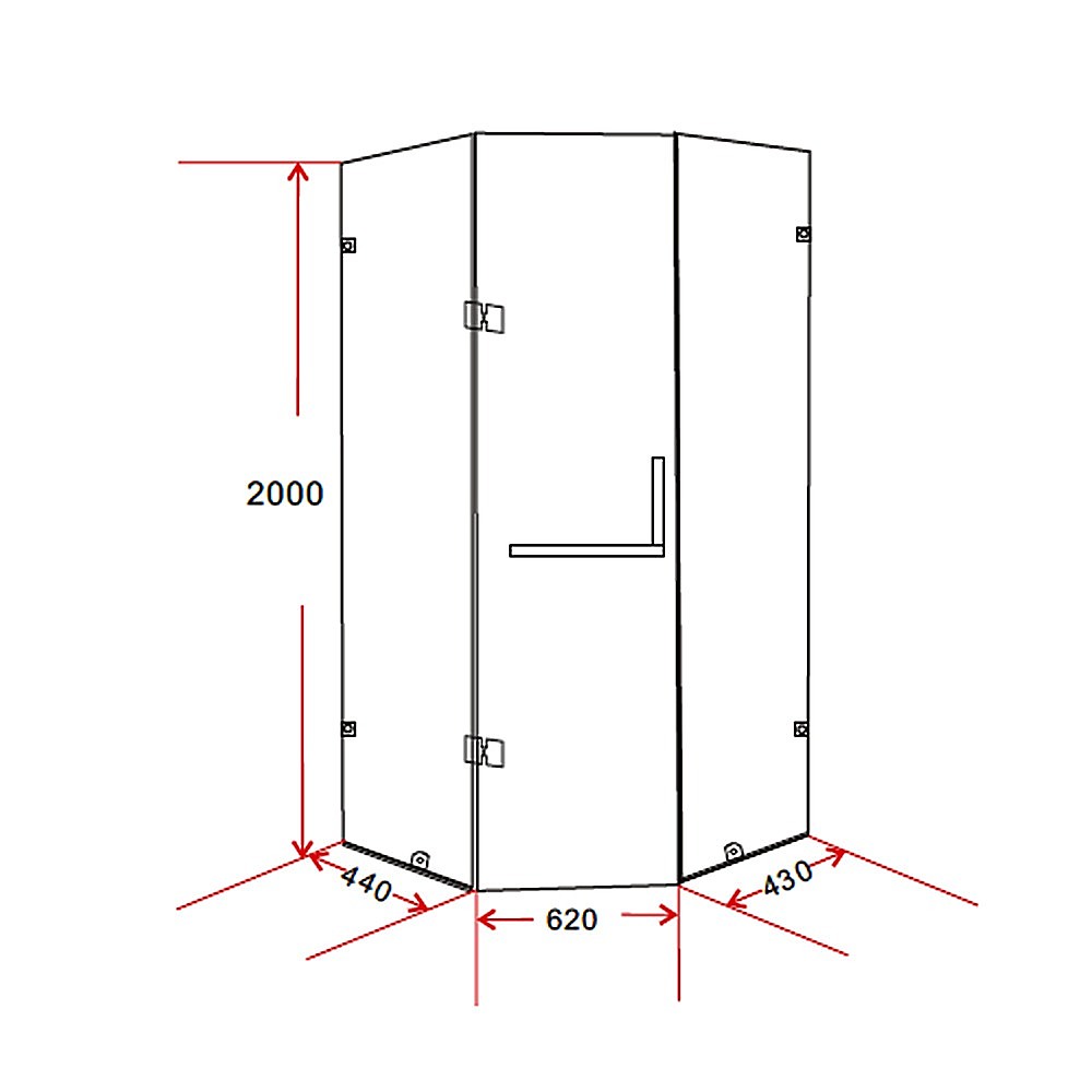 900 x 900mm Frameless 10mm Glass Shower Screen By Della Francesca