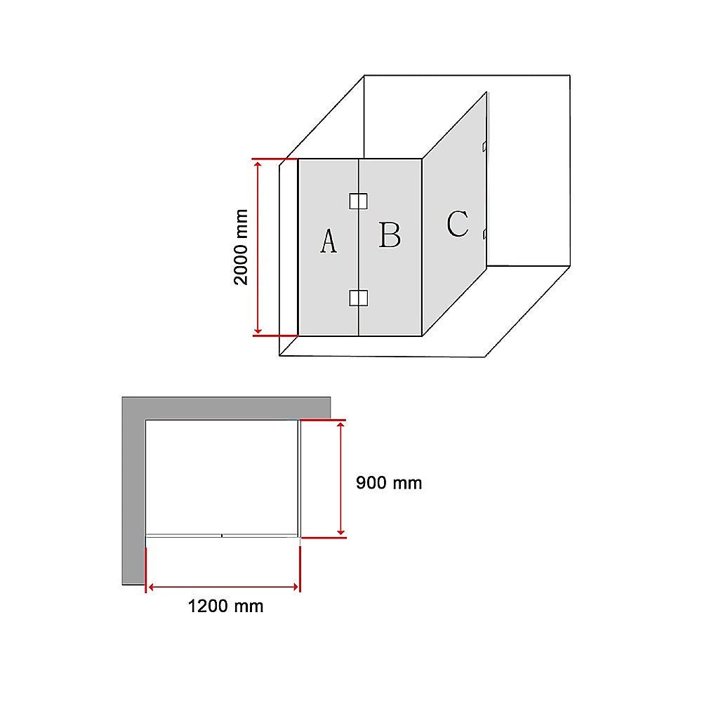 900 x 900mm Frameless 10mm Glass Shower Screen By Della Francesca