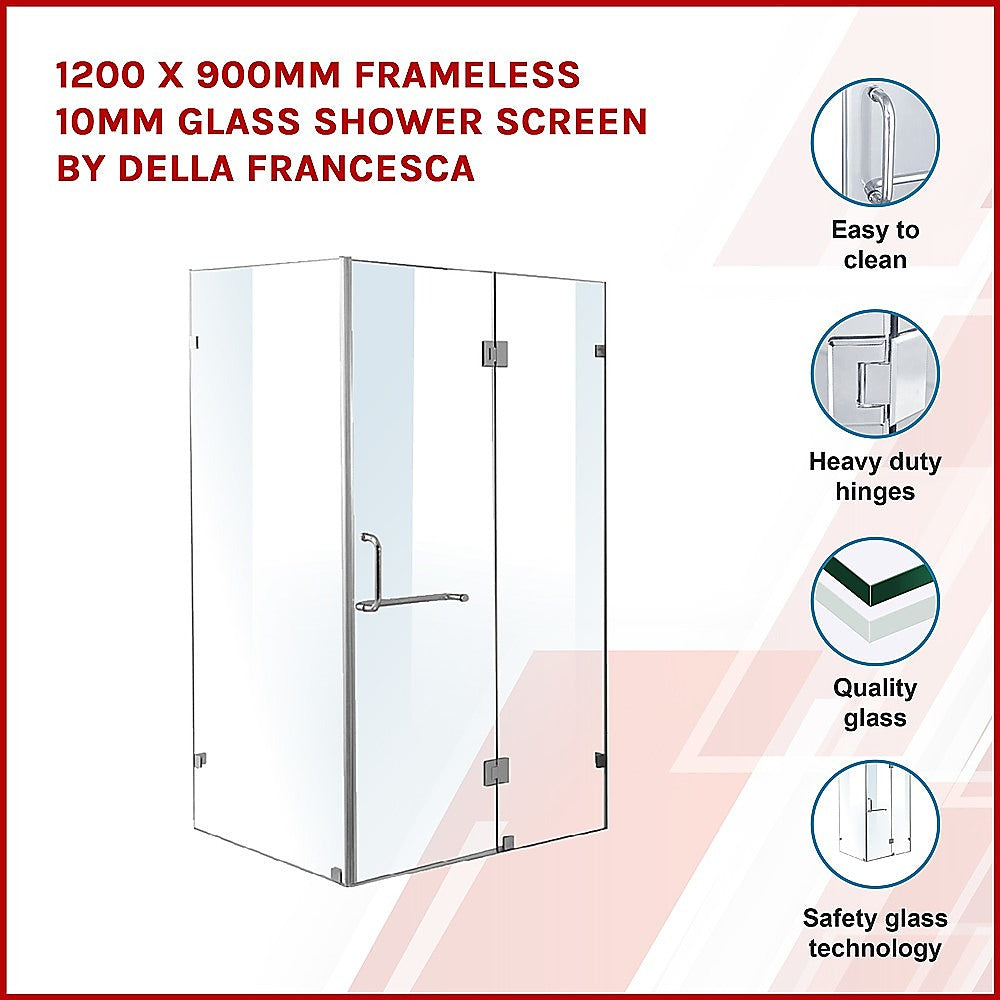 900 x 900mm Frameless 10mm Glass Shower Screen By Della Francesca