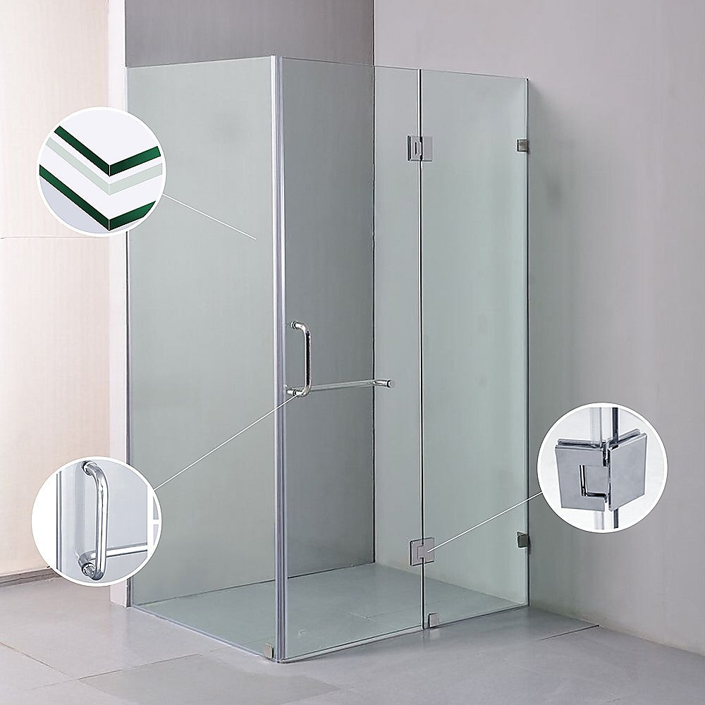 900 x 800mm Frameless 10mm Glass Shower Screen By Della Francesca