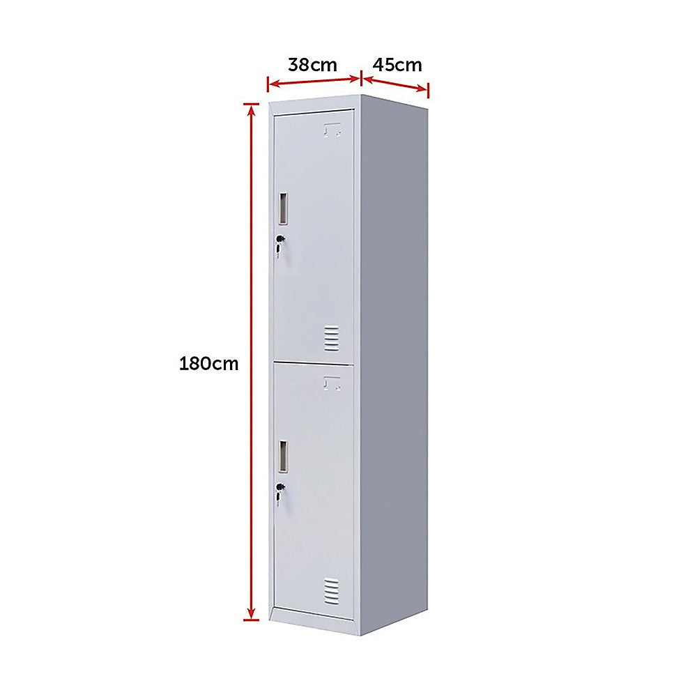 2-Door Vertical Locker for Office Gym Shed School Home Storage