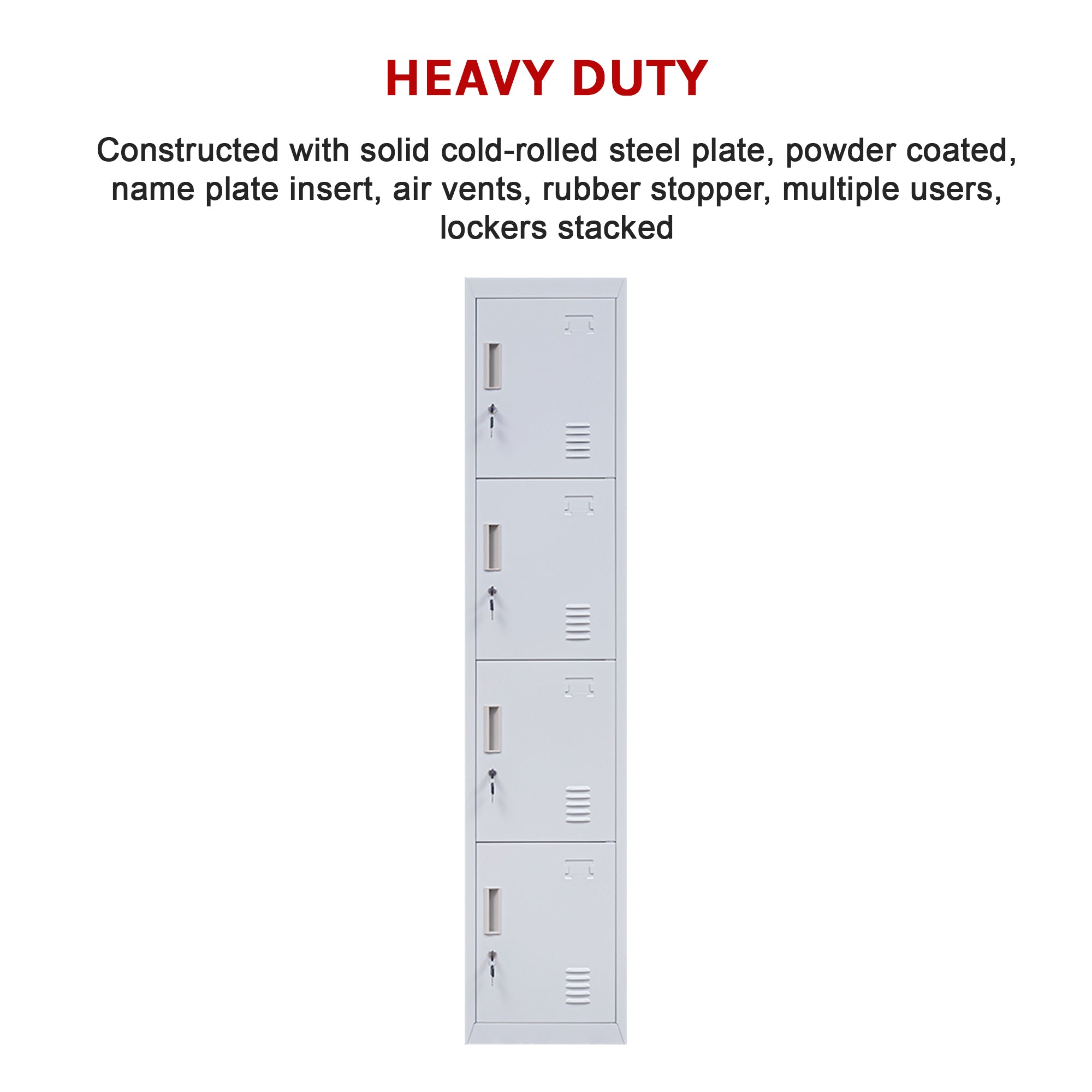 4-Door Vertical Locker for Office Gym Shed School Home Storage