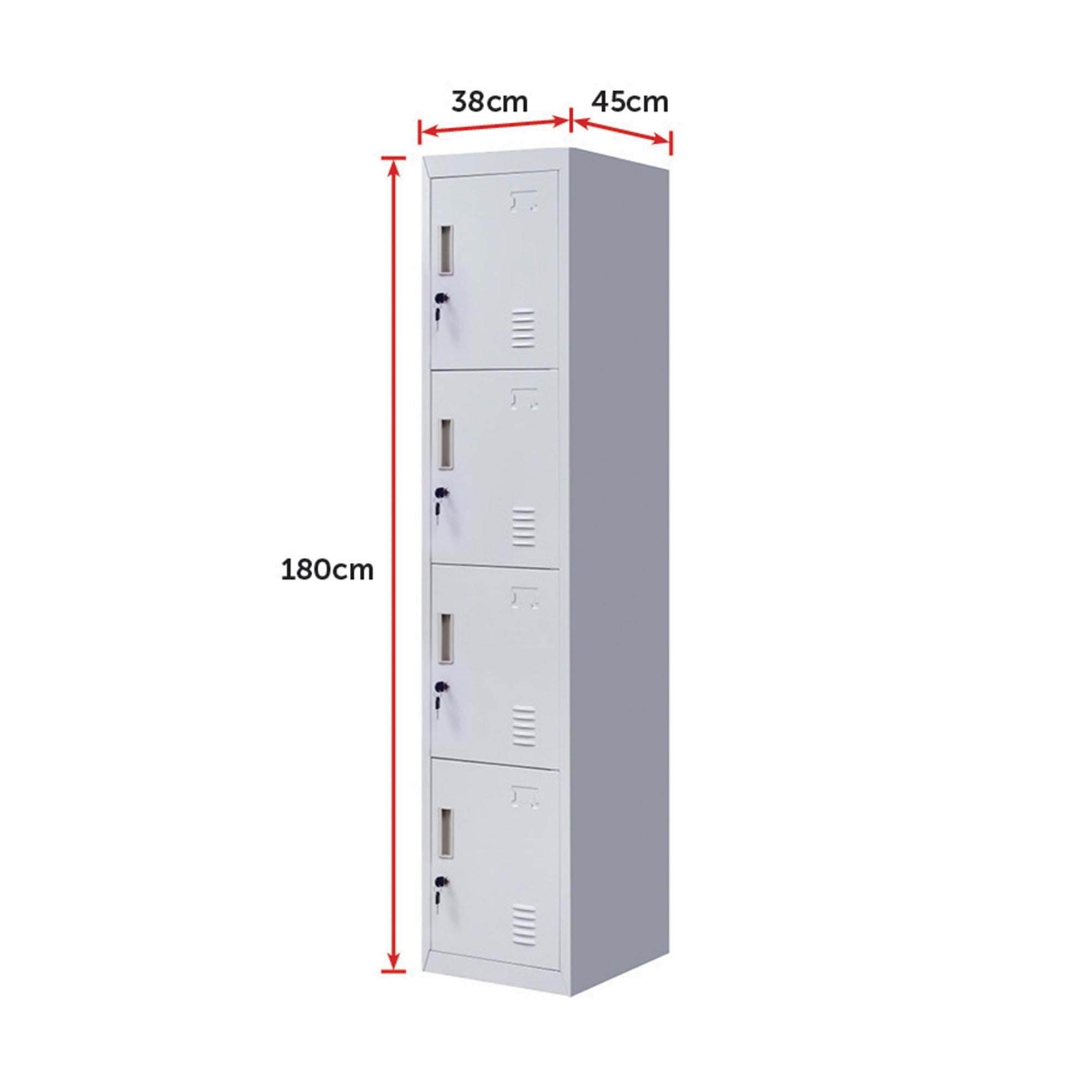 4-Door Vertical Locker for Office Gym Shed School Home Storage