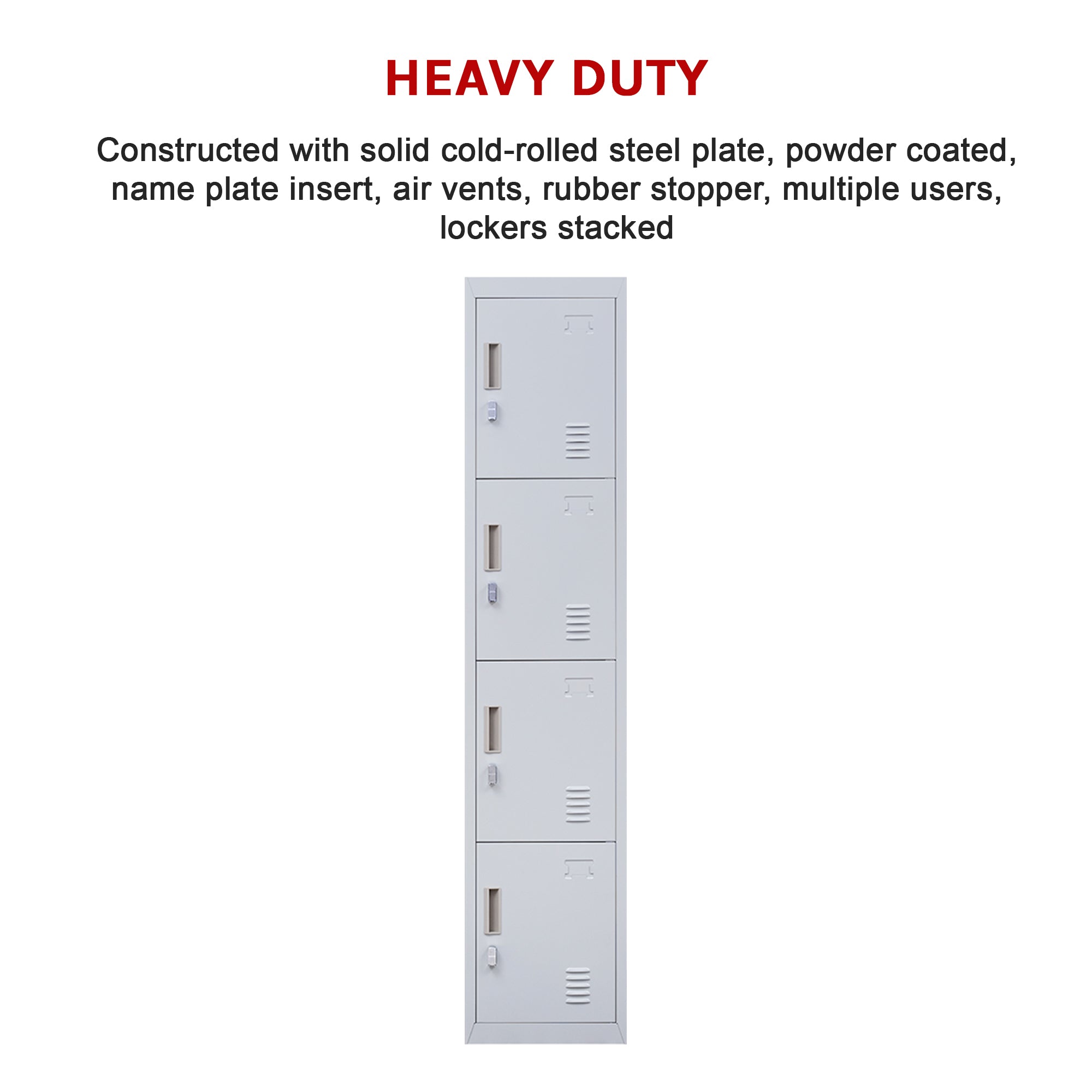 4-Door Vertical Locker for Office Gym Shed School Home Storage