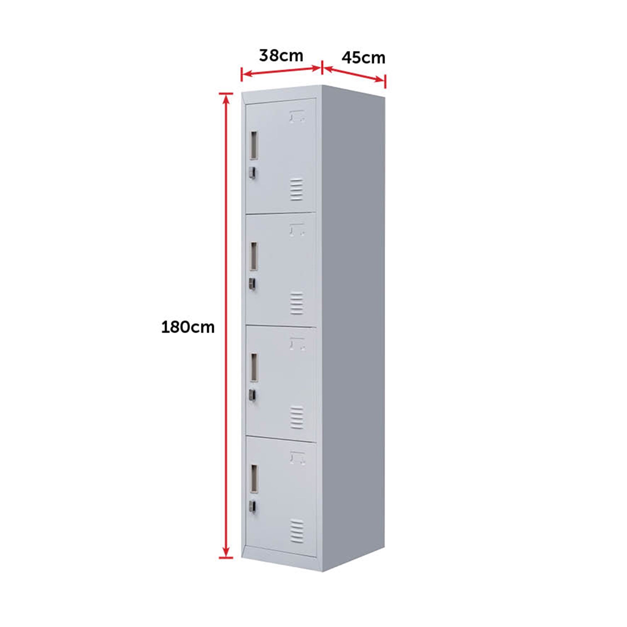 4-Door Vertical Locker for Office Gym Shed School Home Storage