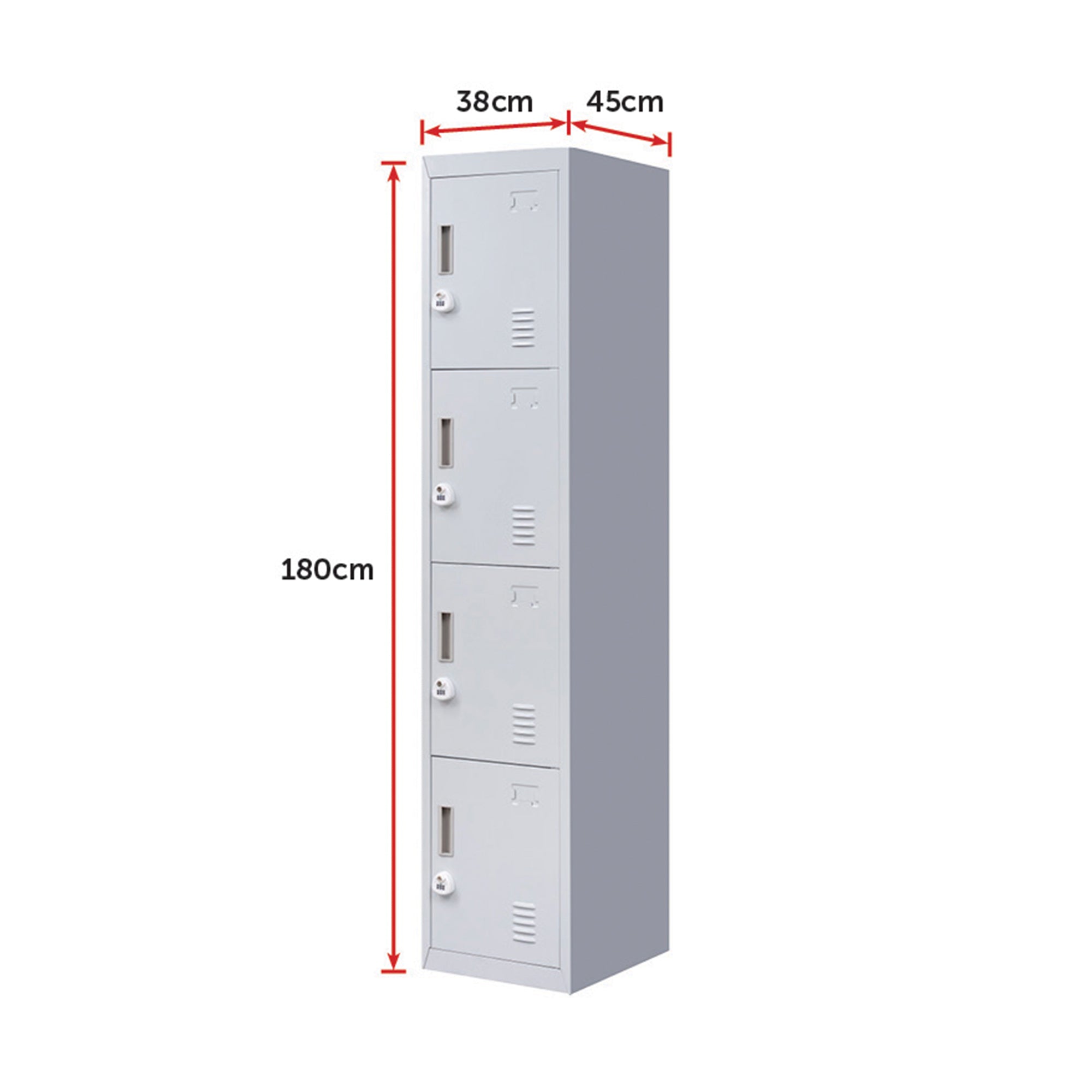 4-Door Vertical Locker for Office Gym Shed School Home Storage