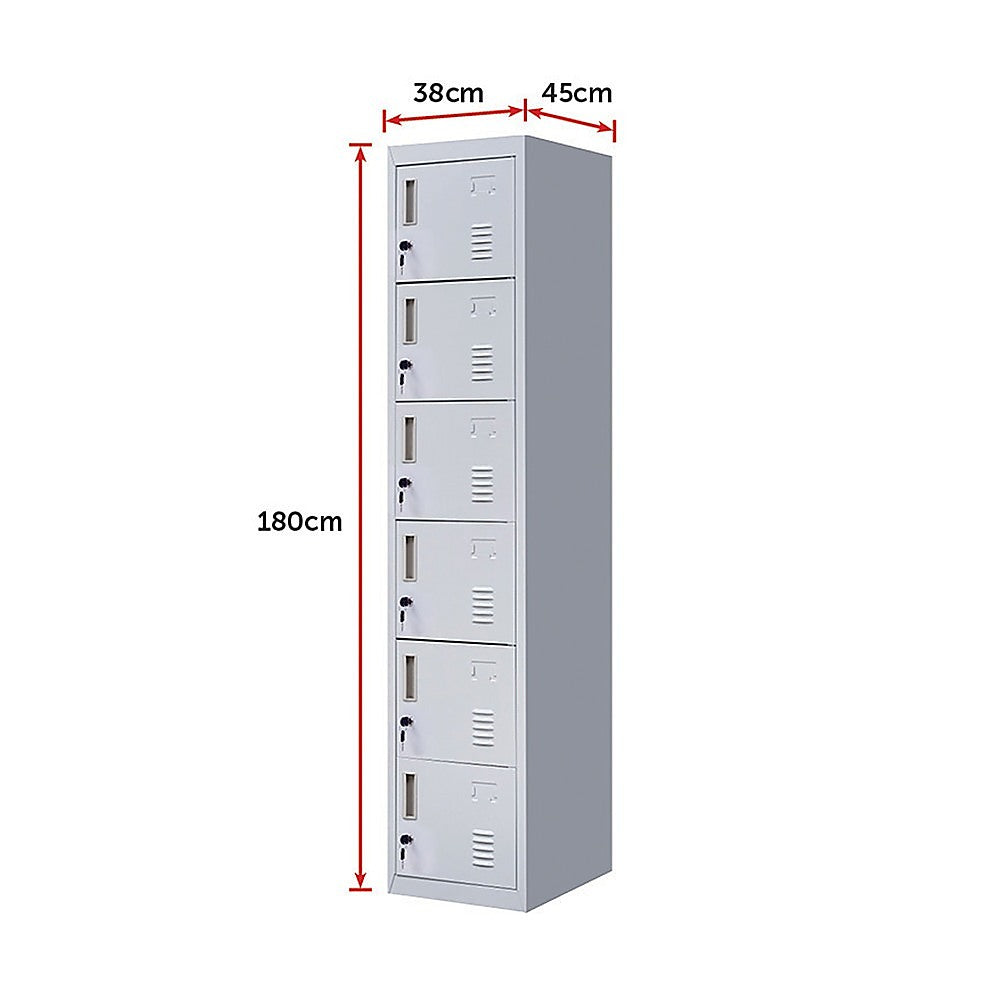 6-Door Locker for Office Gym Shed School Home Storage