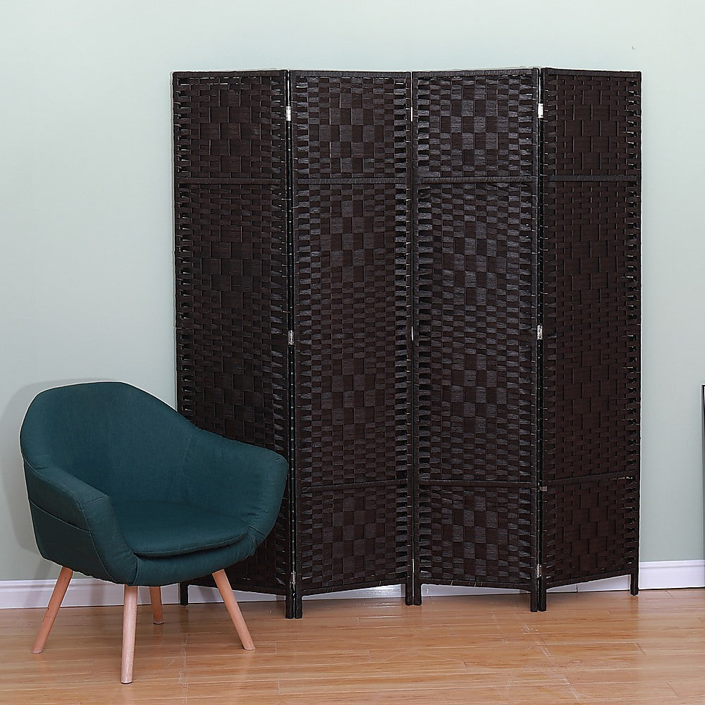 4 Panel Room Divider Screen Privacy Rattan Dividers Stand Fold