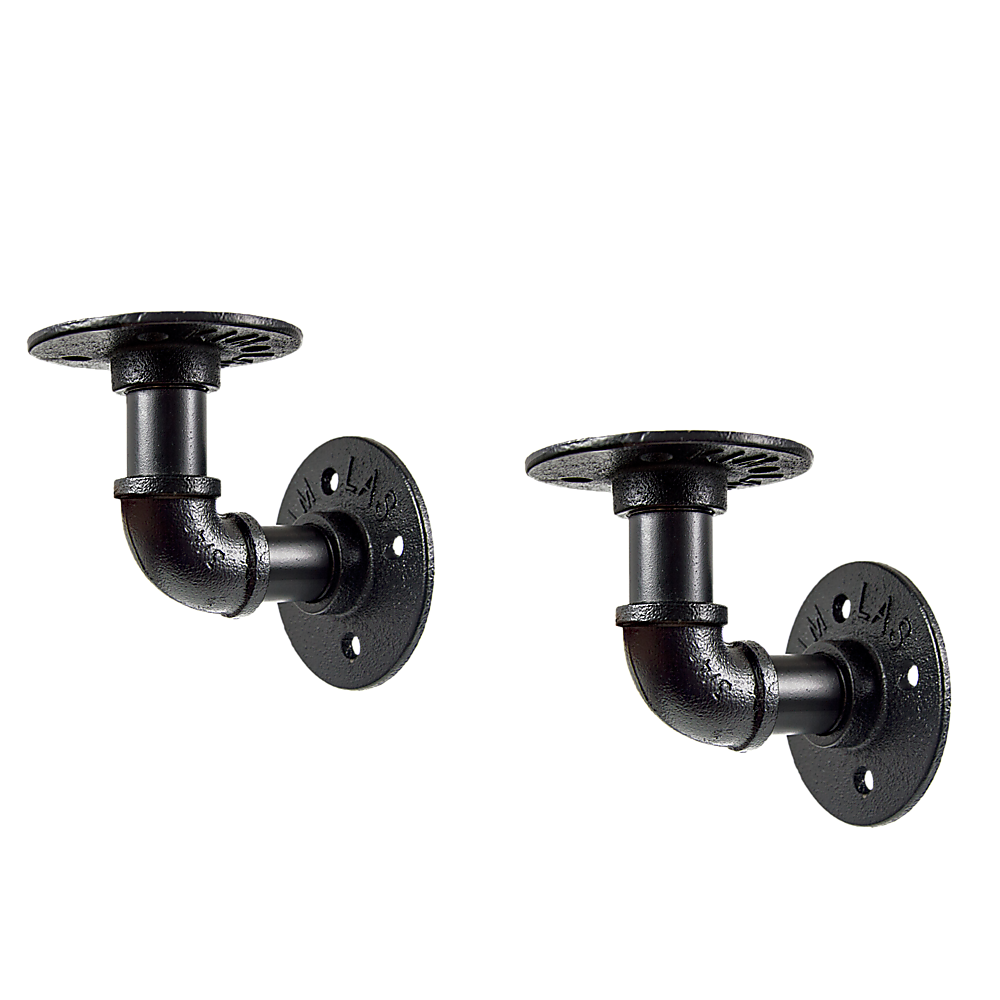 Industrial Black Iron Pipe Bracket Wall Mounted Floating Shelf - Set of 2