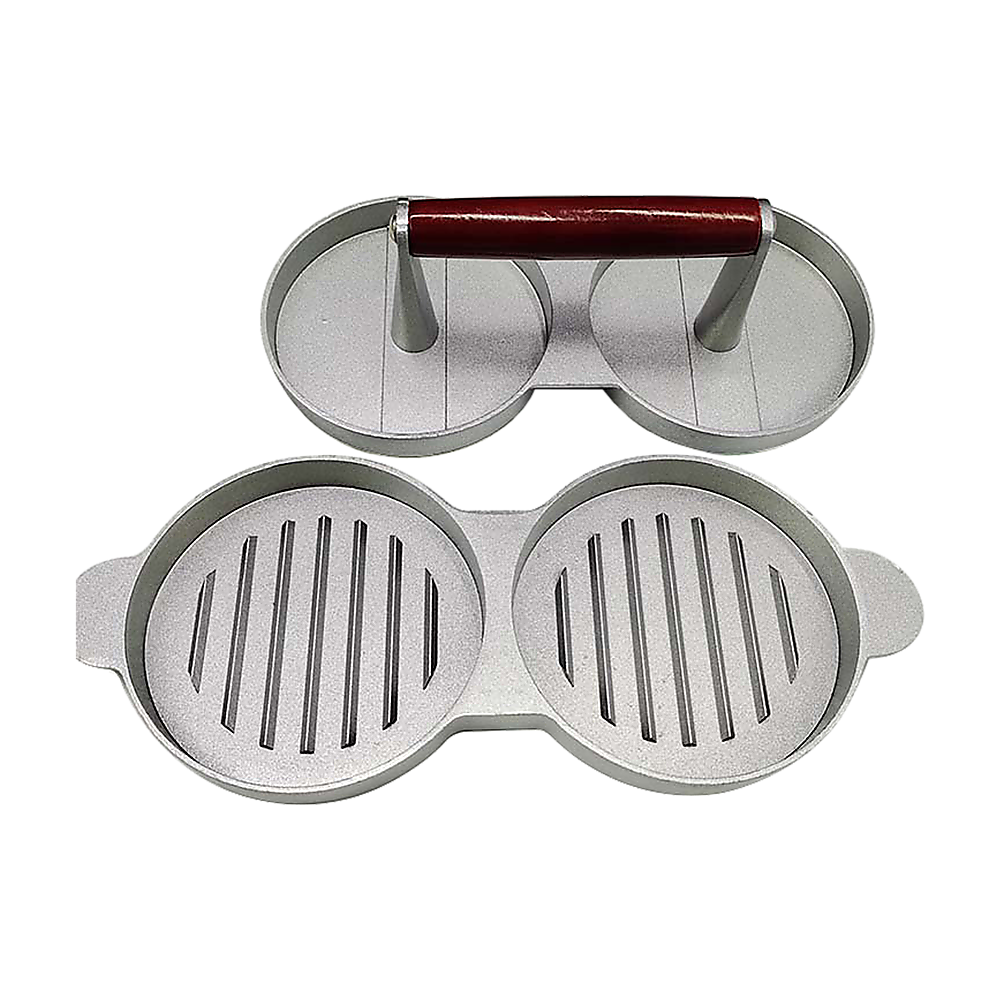 Double Burger Press Hamburger Maker Non Stick Aluminium Beef Patty Meat BBQ