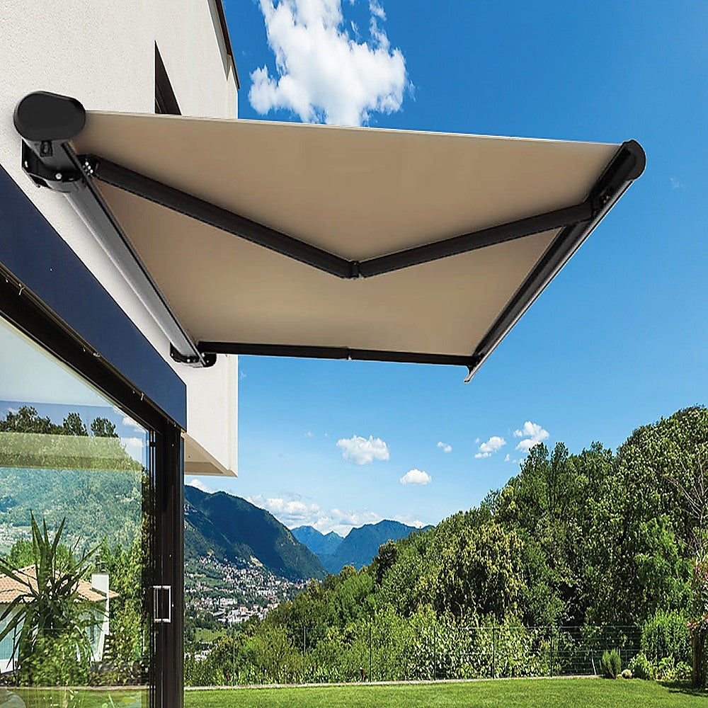 5.5m x 3.0m Retractable Folding Arm Awning Heavy Duty Full Cassette Motorised