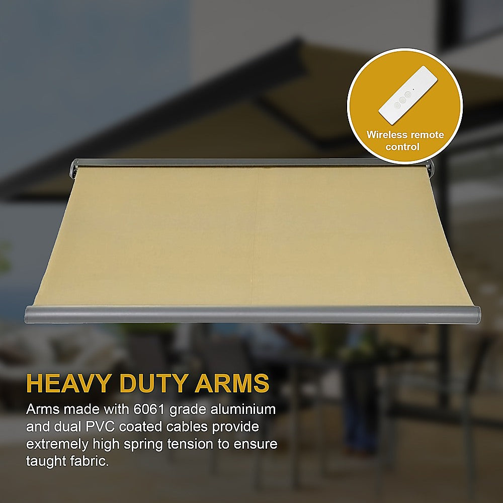 5.5m x 3.0m Retractable Folding Arm Awning Heavy Duty Full Cassette Motorised