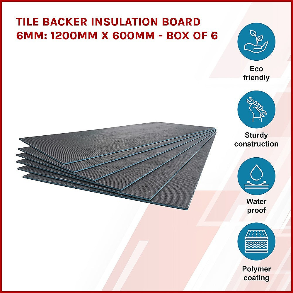 Tile Backer Insulation Board 6MM: 1200mm x 600mm - Box of 6