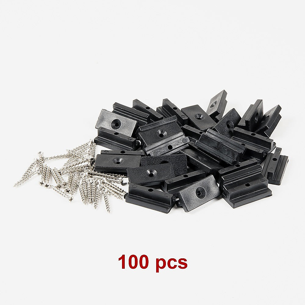 100 Composite Decking Hidden Fixing Fasteners Plastic T Clips & Screws